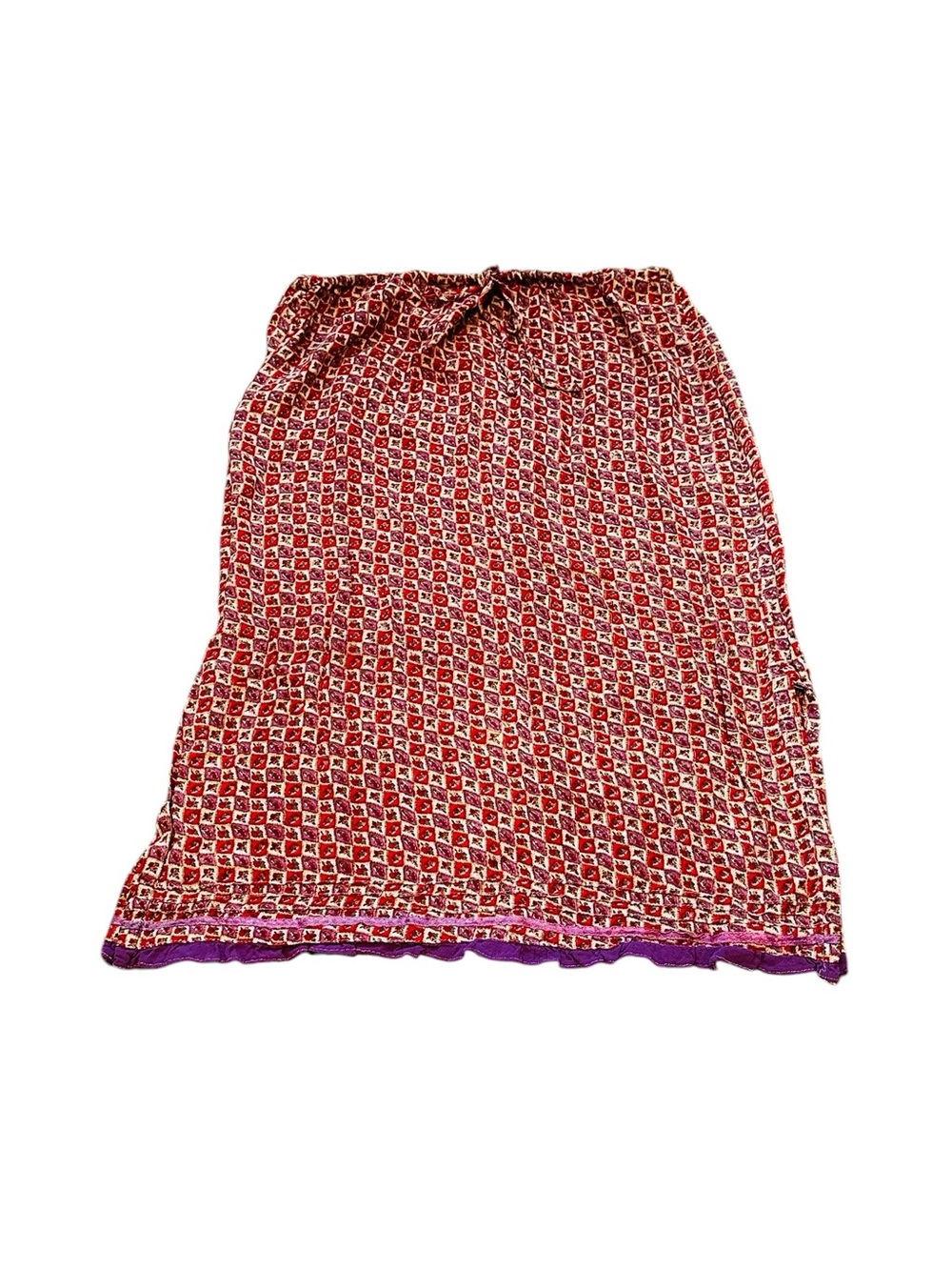 Vintage Angie Dainty Floral Patchwork Skirt Purple Ruffle Trim Cottagecore
